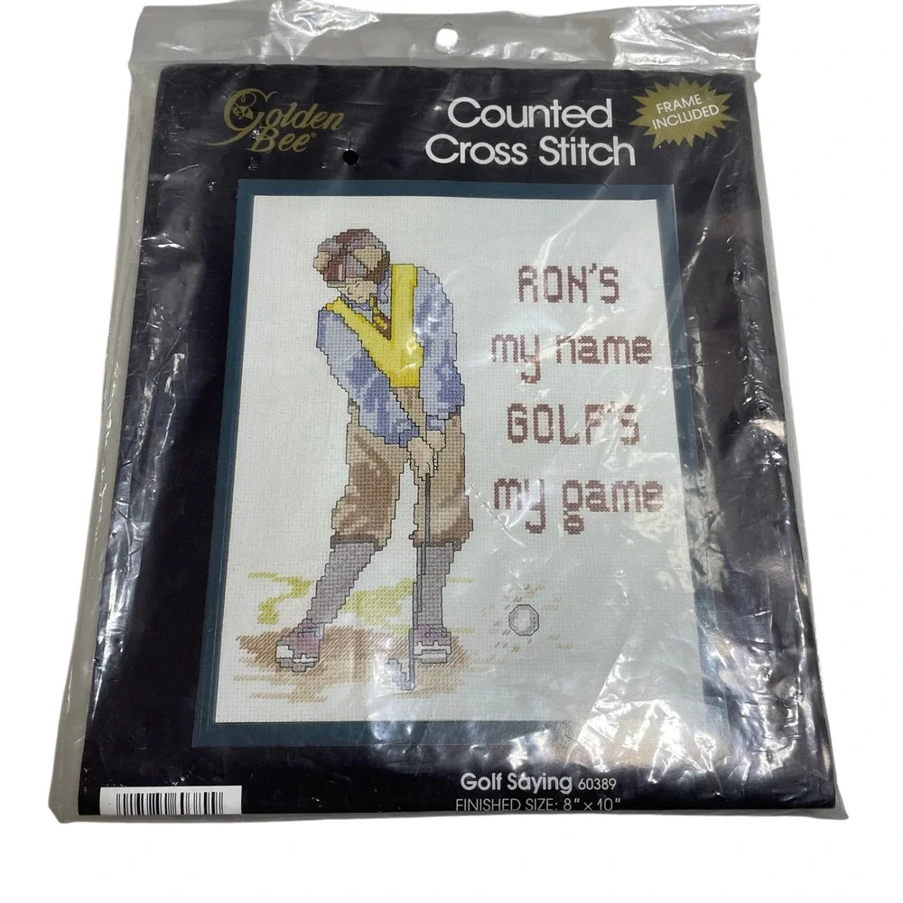 Golden Bee Counted Cross Stitch Model 60389 Golf's My Game 8 x 10